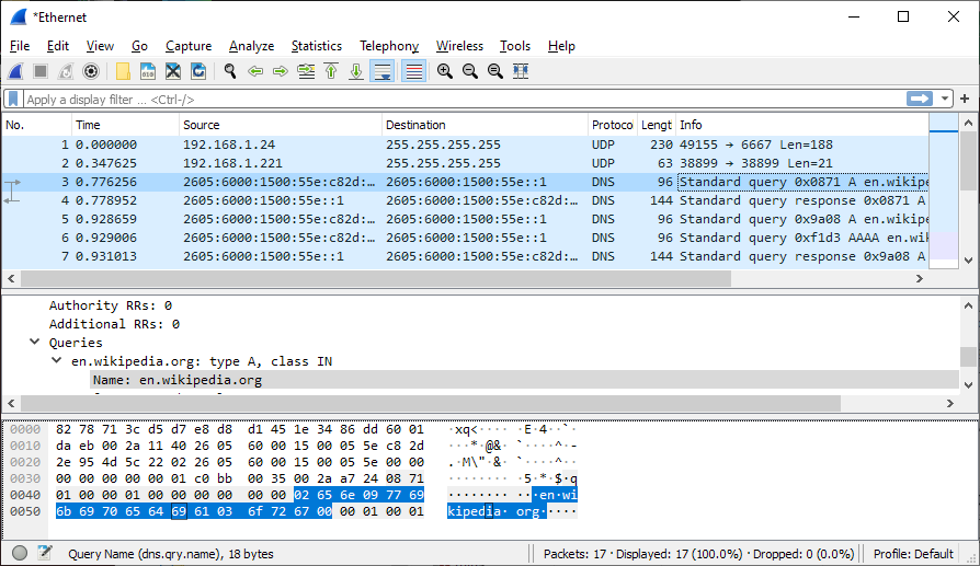 Wireshark screenshot